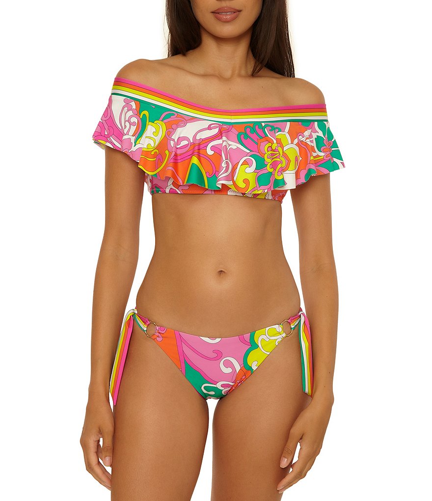 Trina Turk Swim Elara Print Tie Side Bikini Bottom