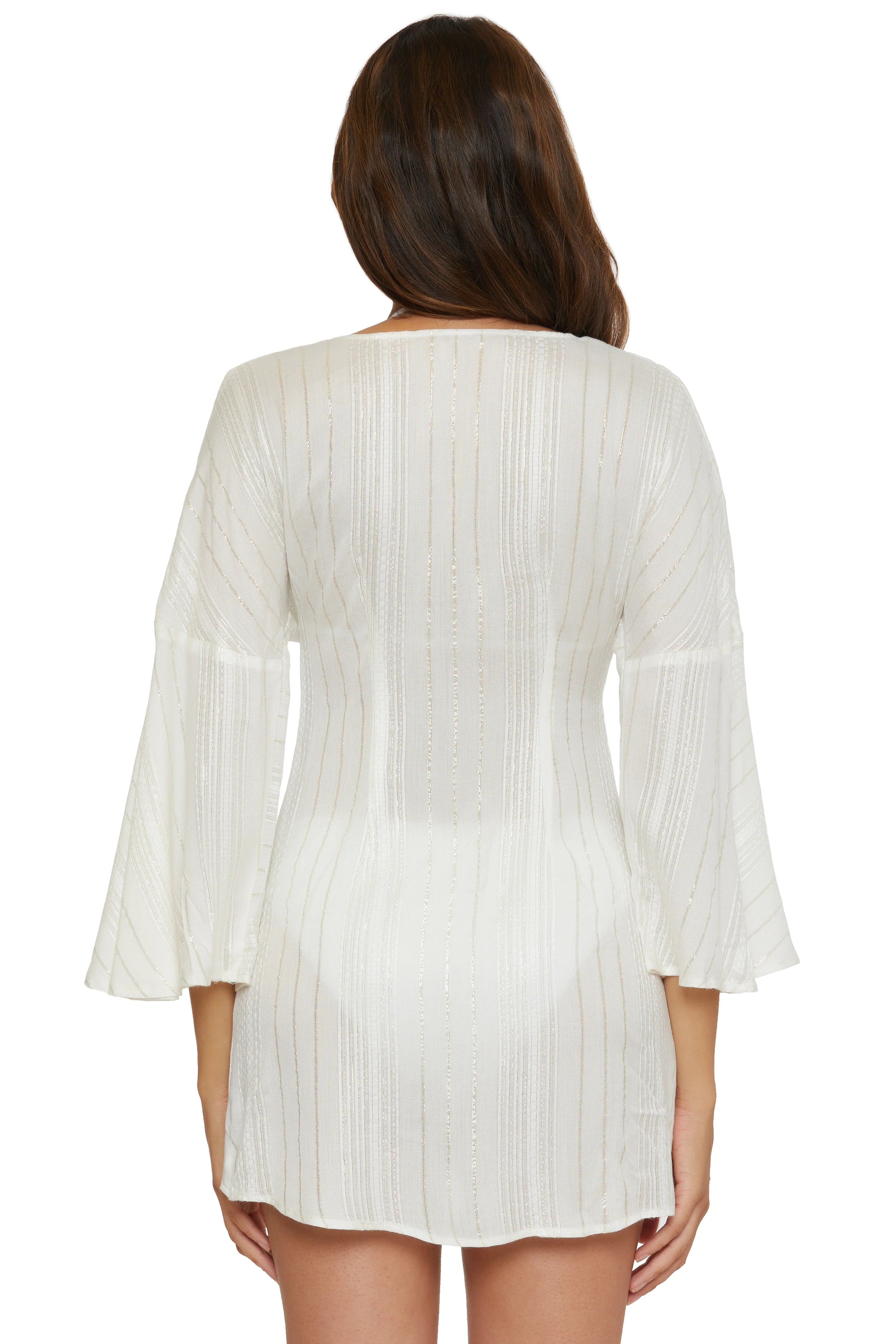 Becca Swim Woven Radiance V-Neck Tie Tunic Cover-Up