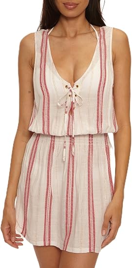 Becca Swim Woven Radiance Plunge Dress, Casual, Beach Cover Up