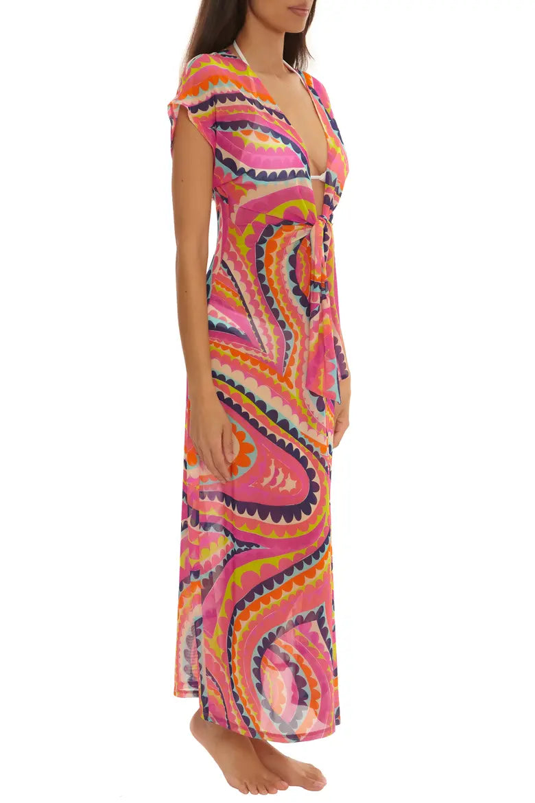 Trina Turk Swim Aphrodite Print Mesh Maxi Cover-Up Dress