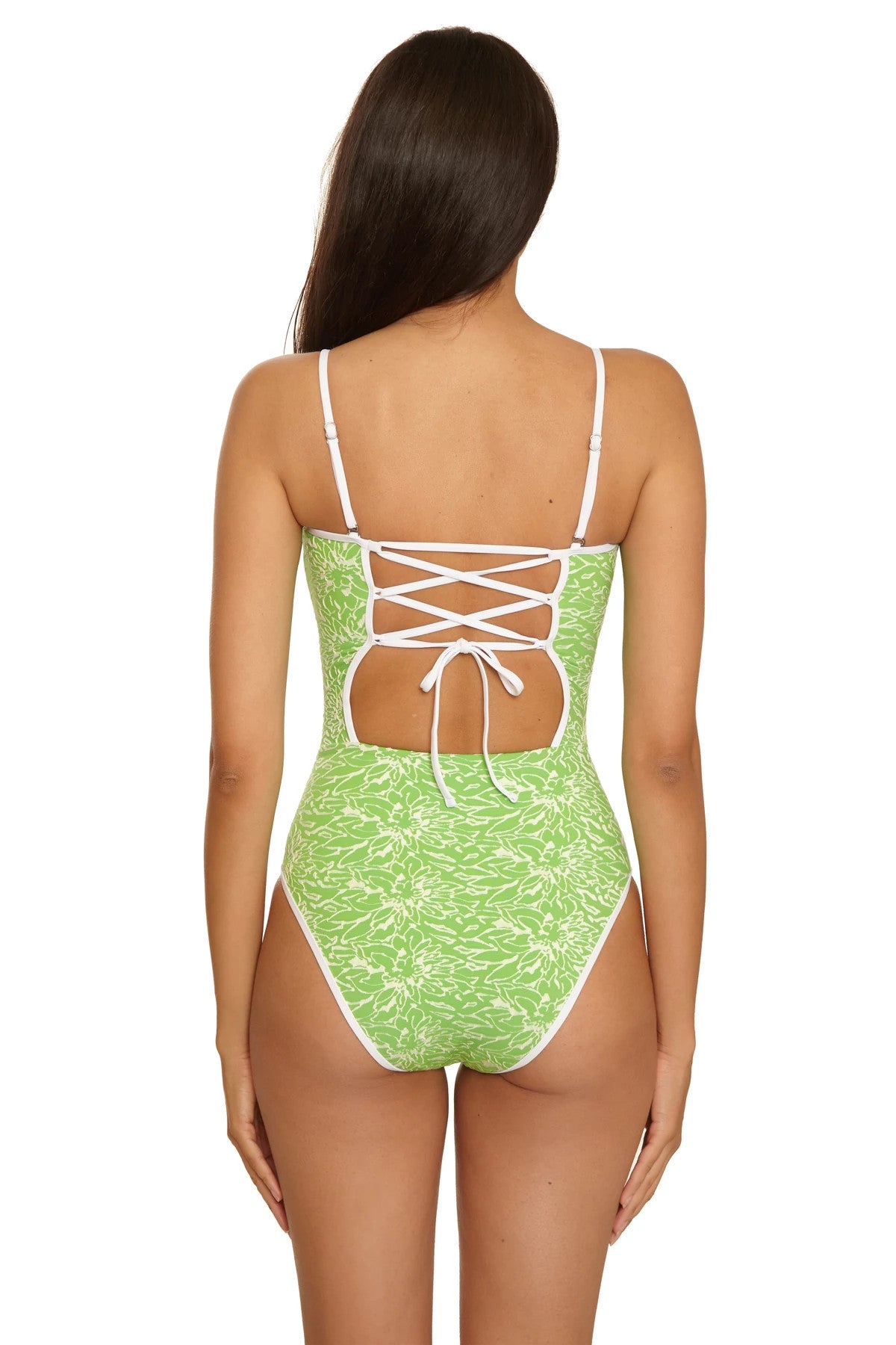 Becca Swim Water Lily Print Bandeau One Piece