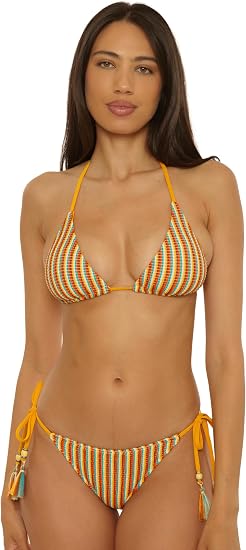 Lucky Brand Swim Women's Ocean Wave Tie Side Bikini Bottom, Cheeky Coverage