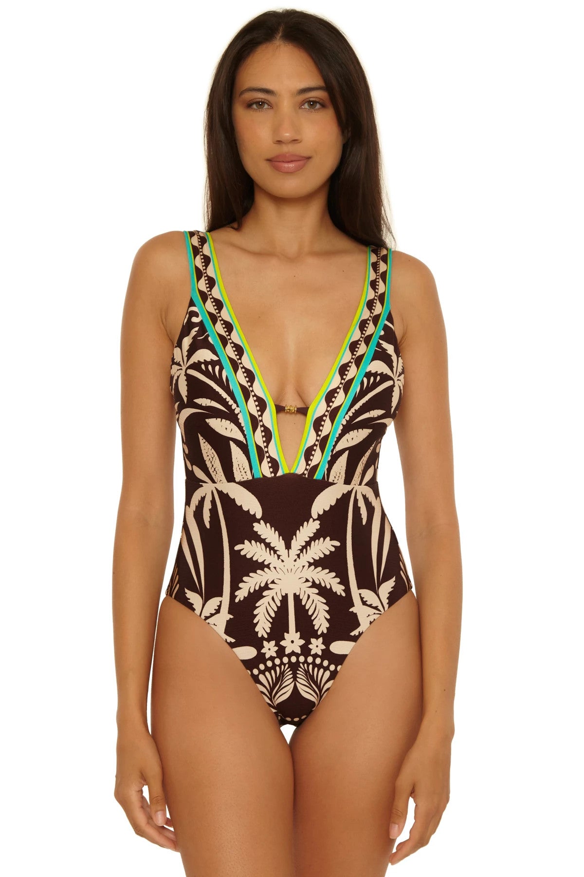 Trina Turk Swim Women's Syros Print Plunge One Piece Swimsuit