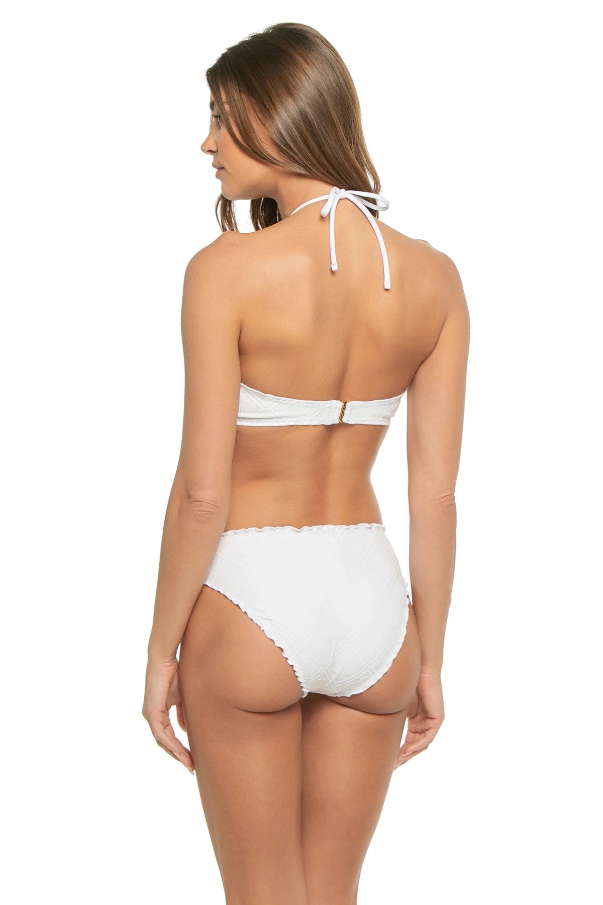 Becca Swim Women's Jacquard Ruffle Daniella Lace-Up Hipster Bikini Bottom
