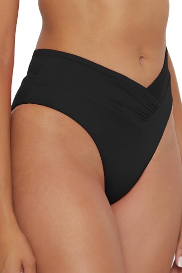 Becca Swim Women's Solid Color Code French Cut Bikini Bottom