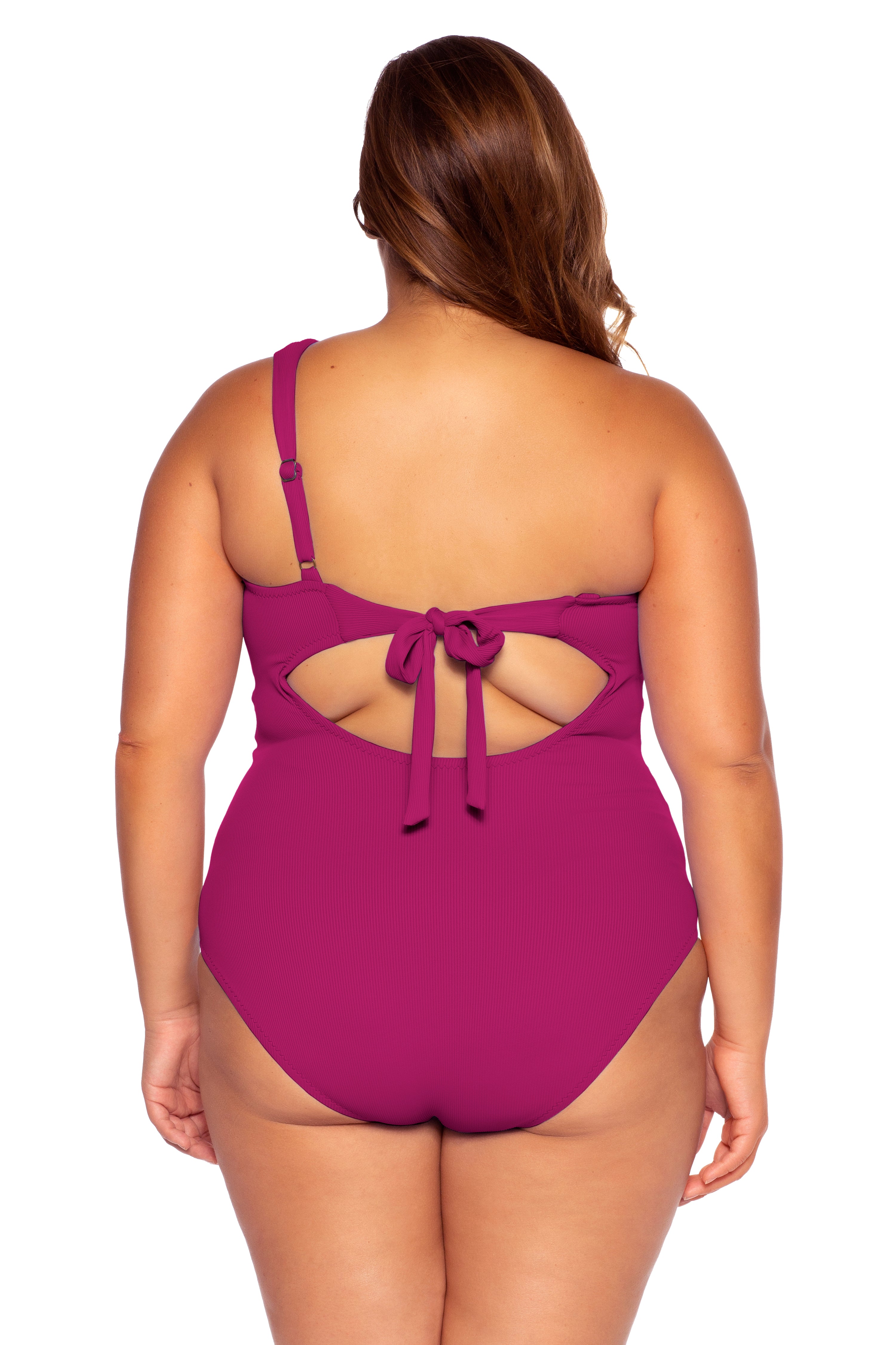Becca Etc Plus Size Asymmetric Fine Line One Piece