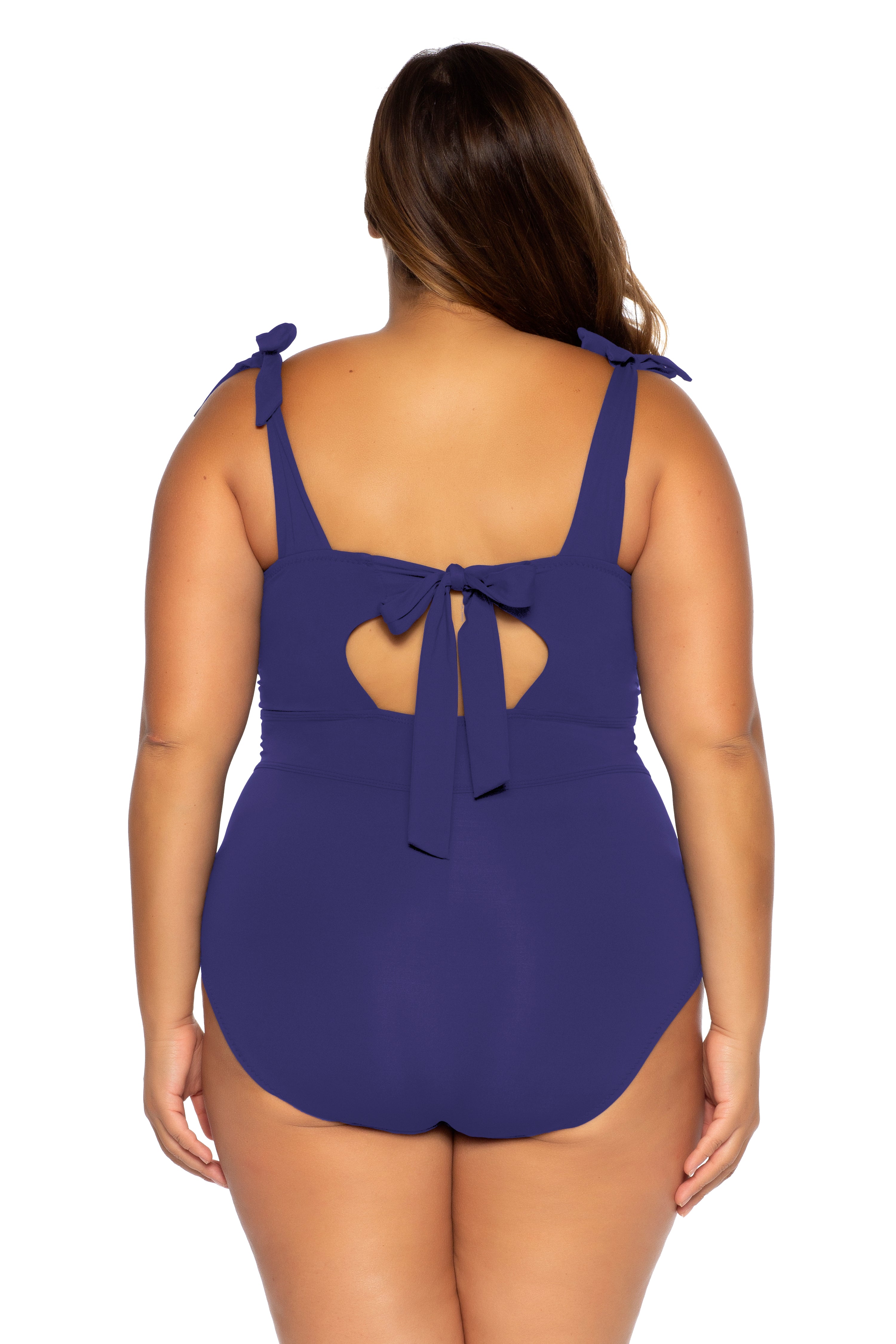 BECCA ETC Women's Plus Size Tie-Shoulder Swimsuit
