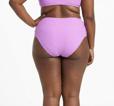 Becca ETC Plus Size Womans Solid Color Code Ruched Hipster Bikini Bottom