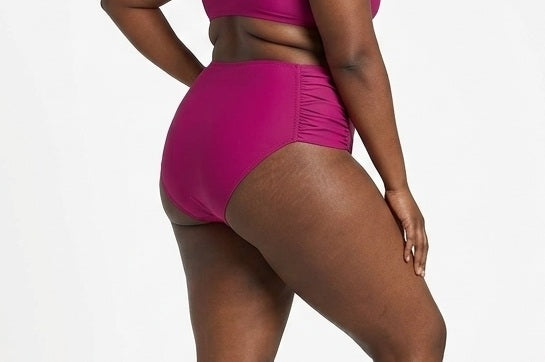 Becca ETC Plus Size Womans Solid Color Code Ruched Hipster Bikini Bottom