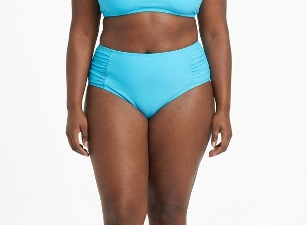 Becca ETC Plus Size Womans Solid Color Code Ruched Hipster Bikini Bottom