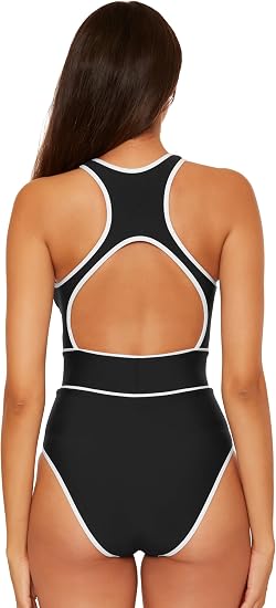 Becca Swim Women's Sport Mode High-Neck One-Piece Swimsuit