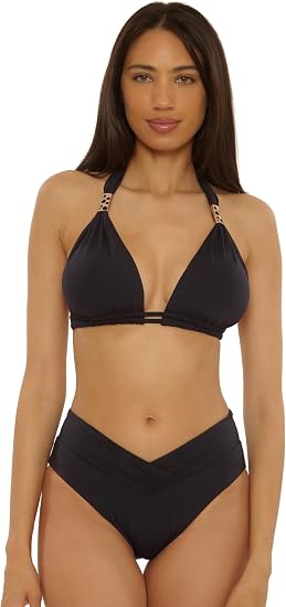 Becca Swim Women's Solid Color Code D Slider Bikini Top
