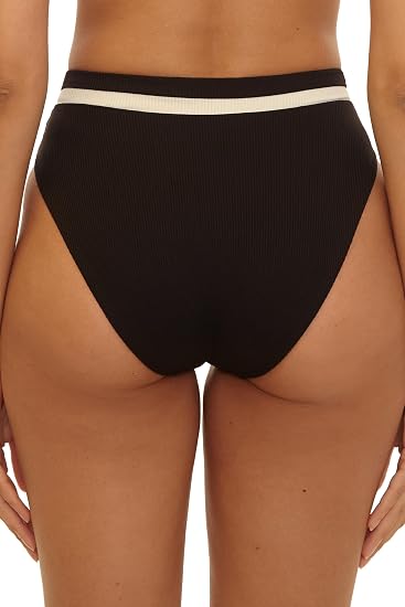 Becca Swim Women's Coast Line High Waist Bikini Bottom, Cheeky Coverage