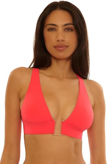 Becca Swim Women's Solid Color Code Maddison Wide Band Halter Bikini Top