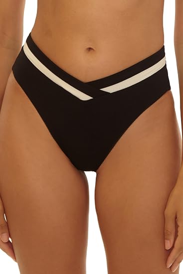 Becca Swim Women's Coast Line High Waist Bikini Bottom, Cheeky Coverage