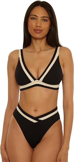 Becca Swim Women's Coast Line High Waist Bikini Bottom, Cheeky Coverage