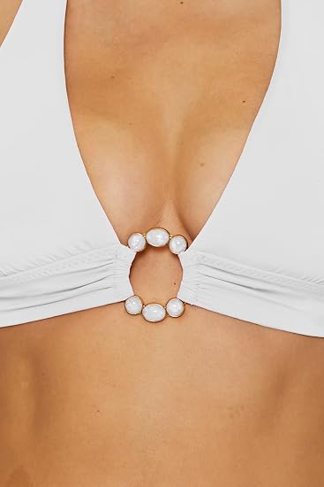 Becca Swim Women's Marble Canyon Mira Ring Front Halter Bikini Top