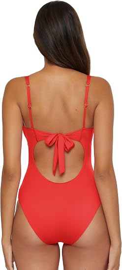 Becca Swim Women's Solid Color Code V-Wire One Piece Swimsuit