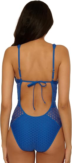 Becca Swim Castaway Crochet Plunge One Piece