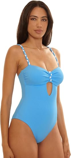 Becca Swim Women's Modern Edge Rib Brinley Bandeau One-Piece