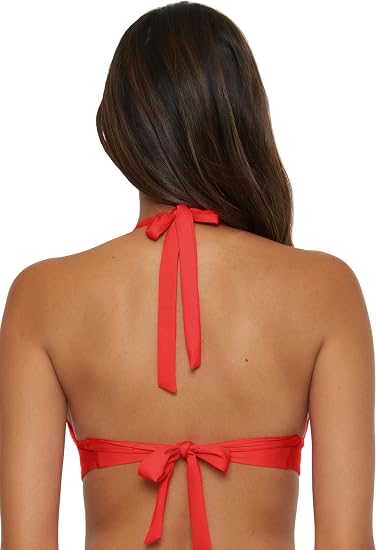 Becca Swim Women's Solid Color Code V-Wire Halter Bikini Top