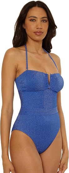 Becca Swim Golden Isle Brinley Shirred Bandeau One-Piece Swimsuit for Women