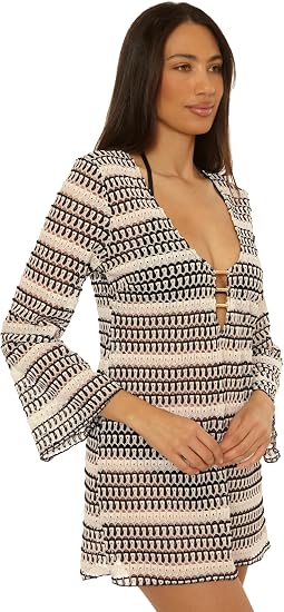 BECCA Swim Women's Utopia Crochet Tunic, Casual, Beach Cover Up