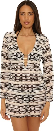 BECCA Swim Women's Utopia Crochet Tunic, Casual, Beach Cover Up