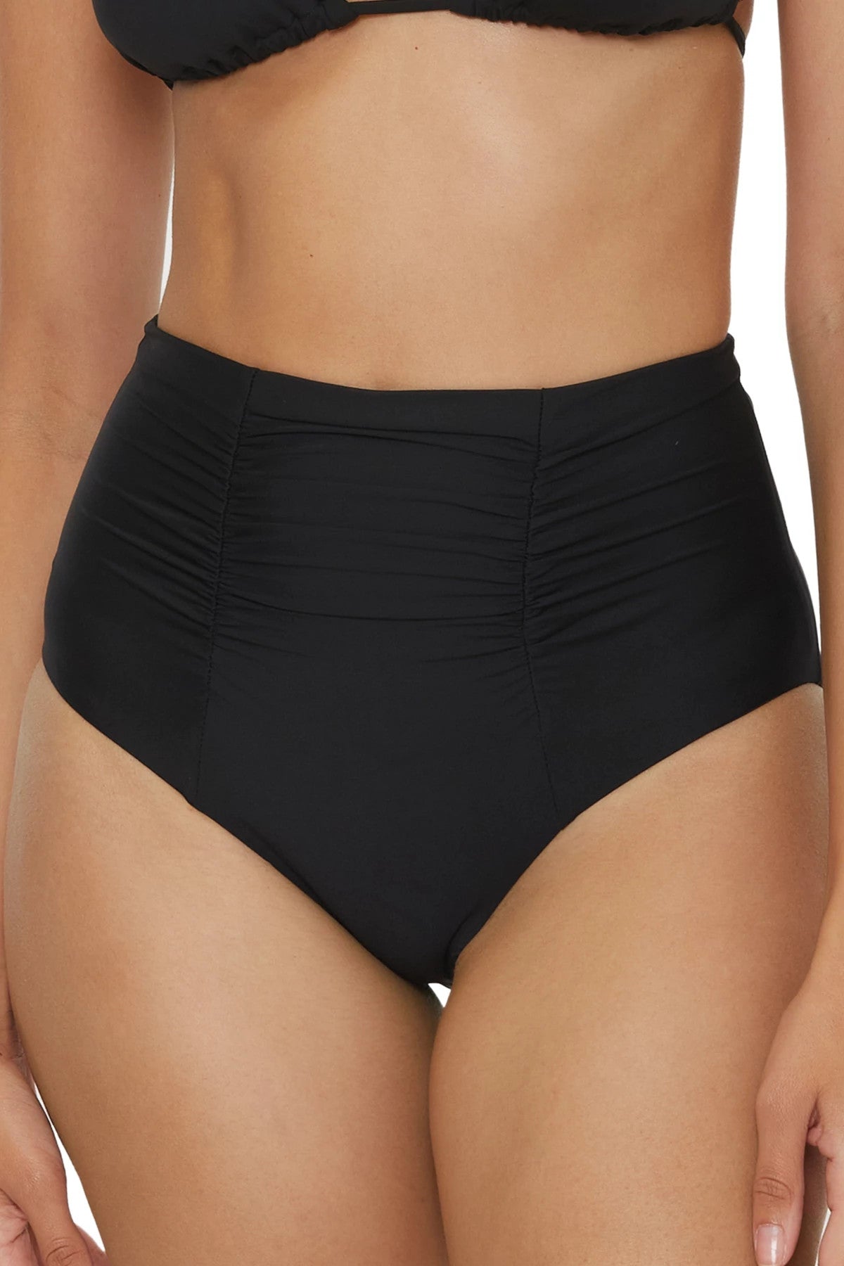 Becca Swim Solid Color Code Vintage High-Waist Bikini Bottom