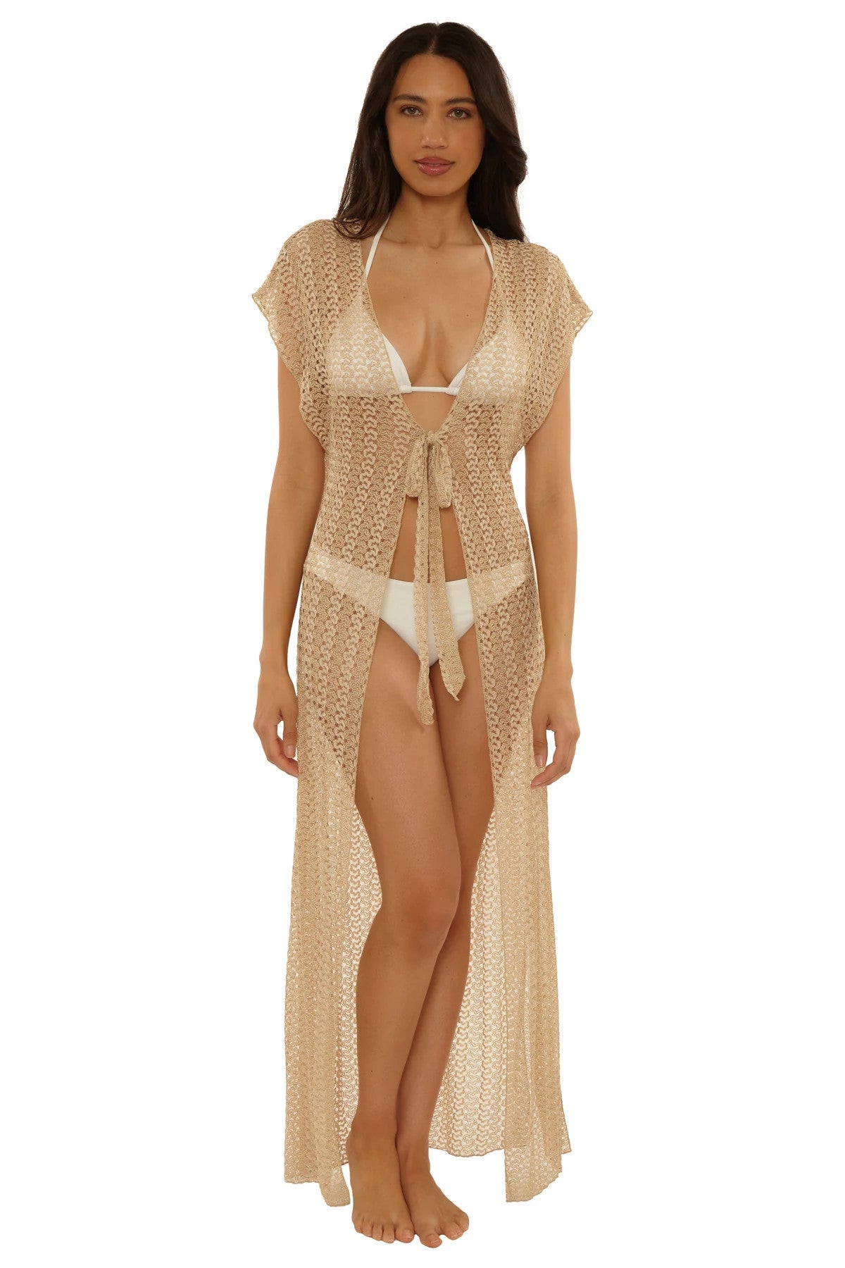 Becca Swim Women's Maxi Lenght Lace Crochet Tunic Coverup