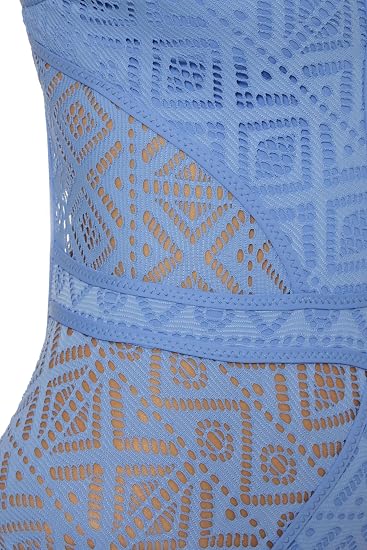 Becca Swim Women's Show & Tell Crochet Color Play Plunge One Piece Swimsuit