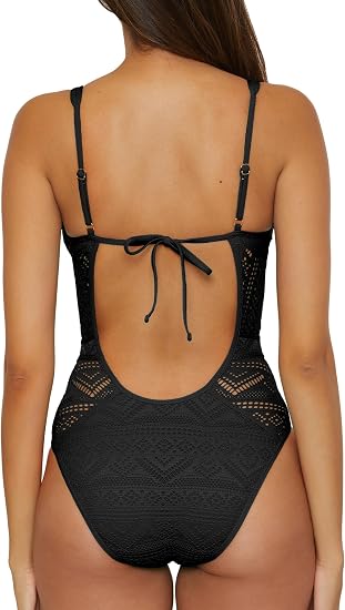 Becca Swim Women's Show & Tell Crochet Color Play Plunge One Piece Swimsuit