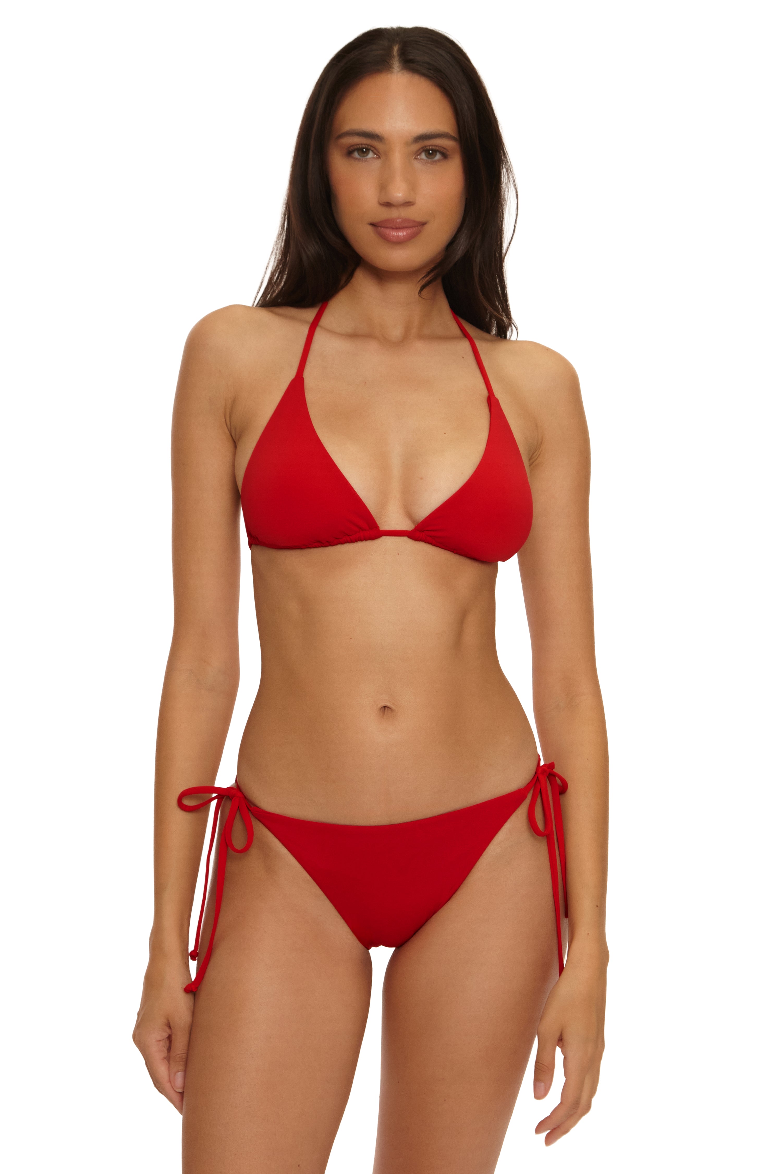 Becca Swim Women's Solid Color Code American Tie-Side Hipster Bikini Bottom