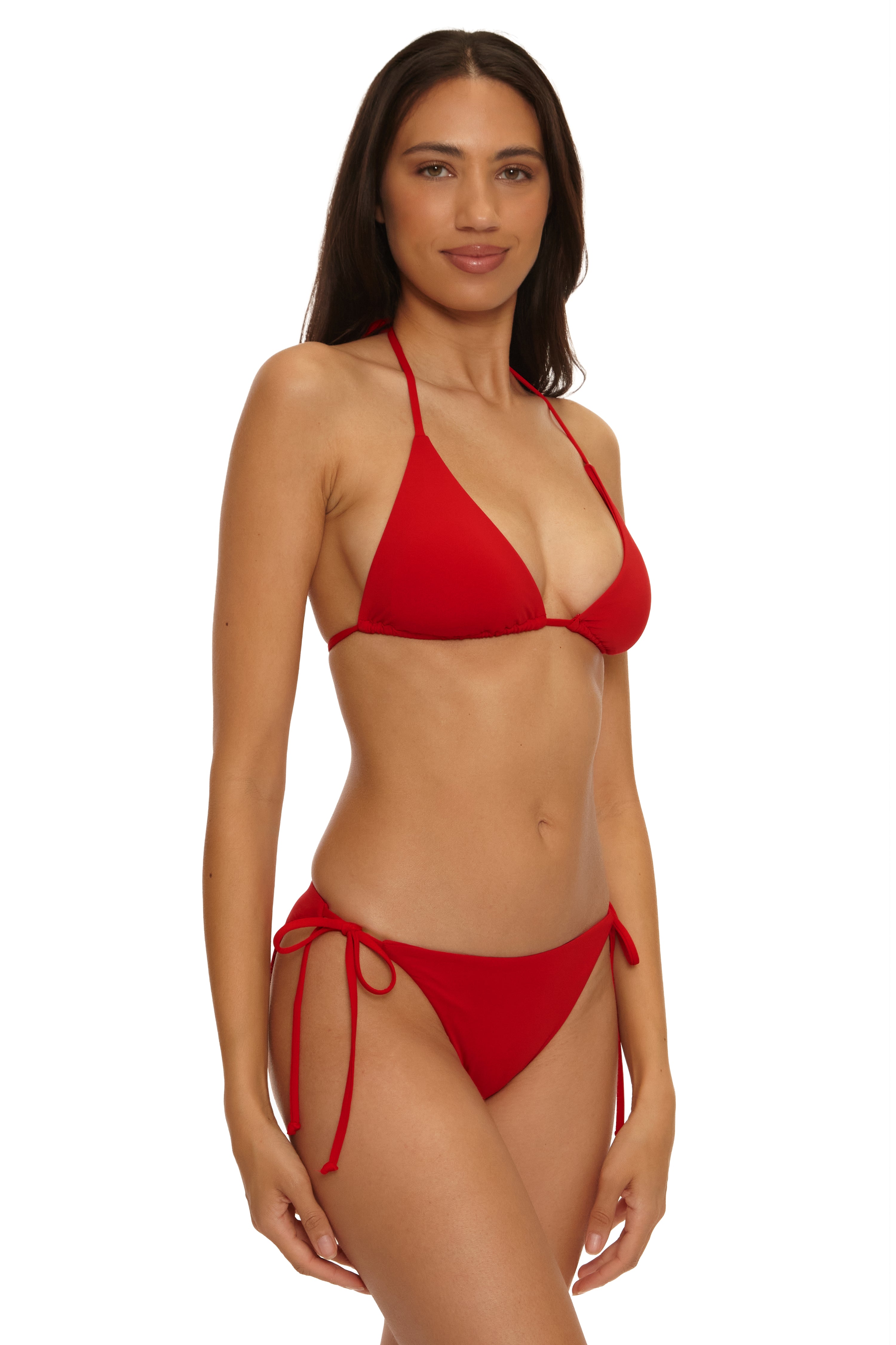 Becca Swim Women's Solid Color Code American Tie-Side Hipster Bikini Bottom