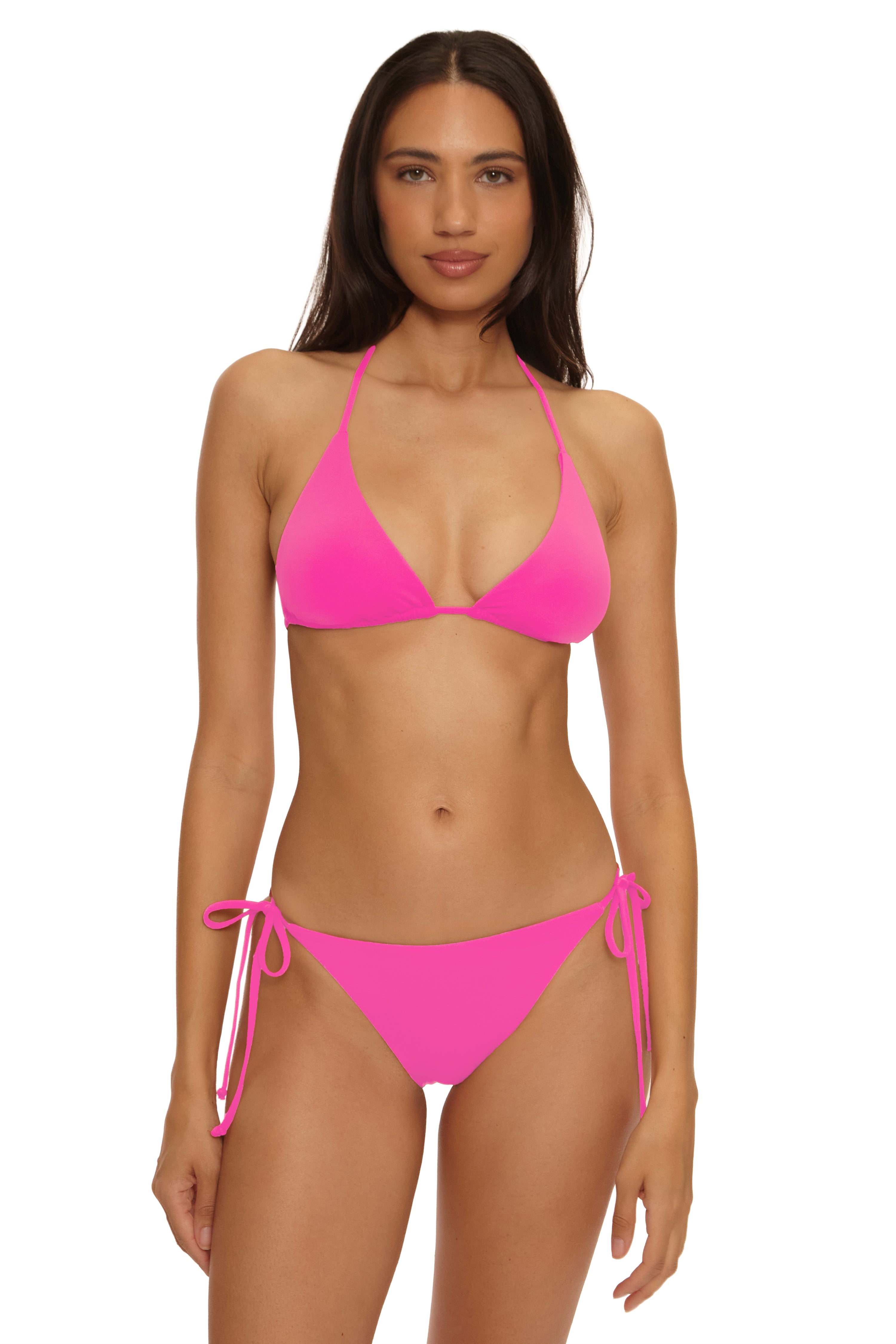 Becca Swim Women's Solid Color Code American Tie-Side Hipster Bikini Bottom