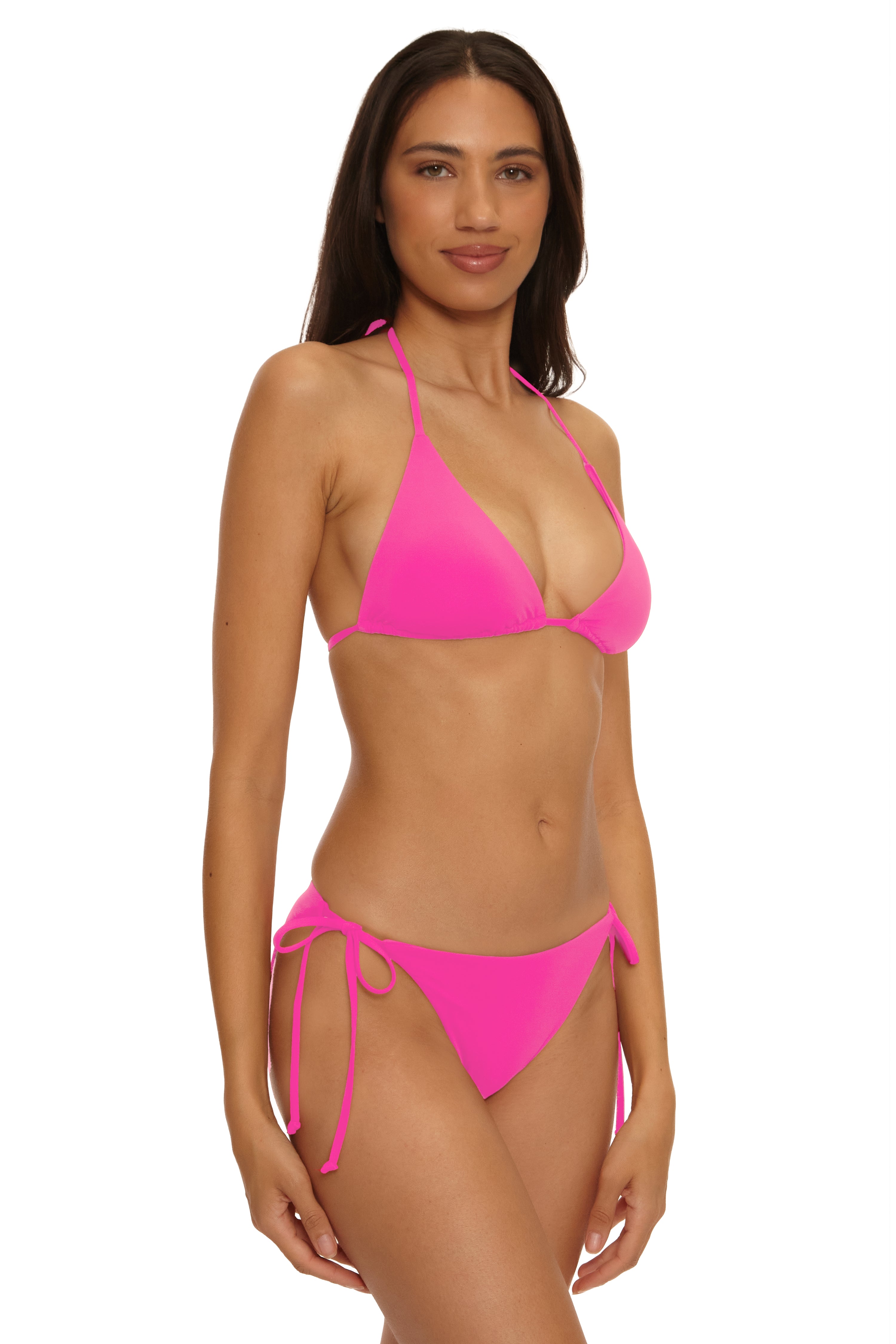 Becca Swim Women's Solid Color Code American Tie-Side Hipster Bikini Bottom