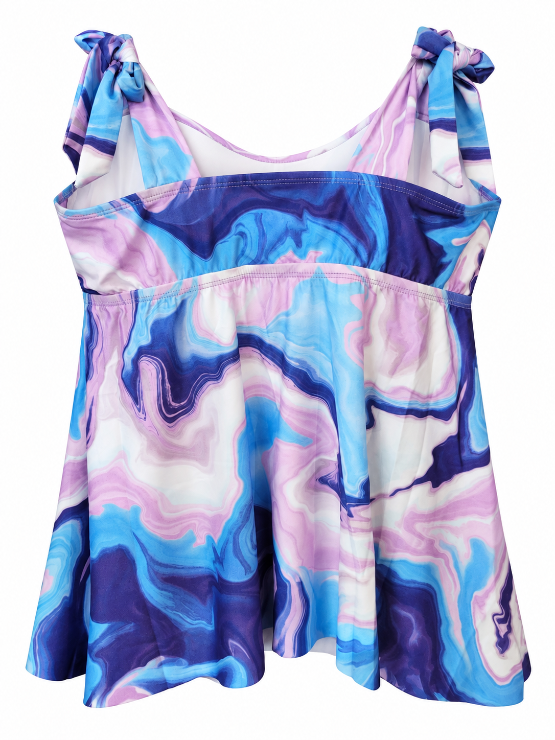 Becca ETC Blue Agate Print Plus Size Women's Tankini Top