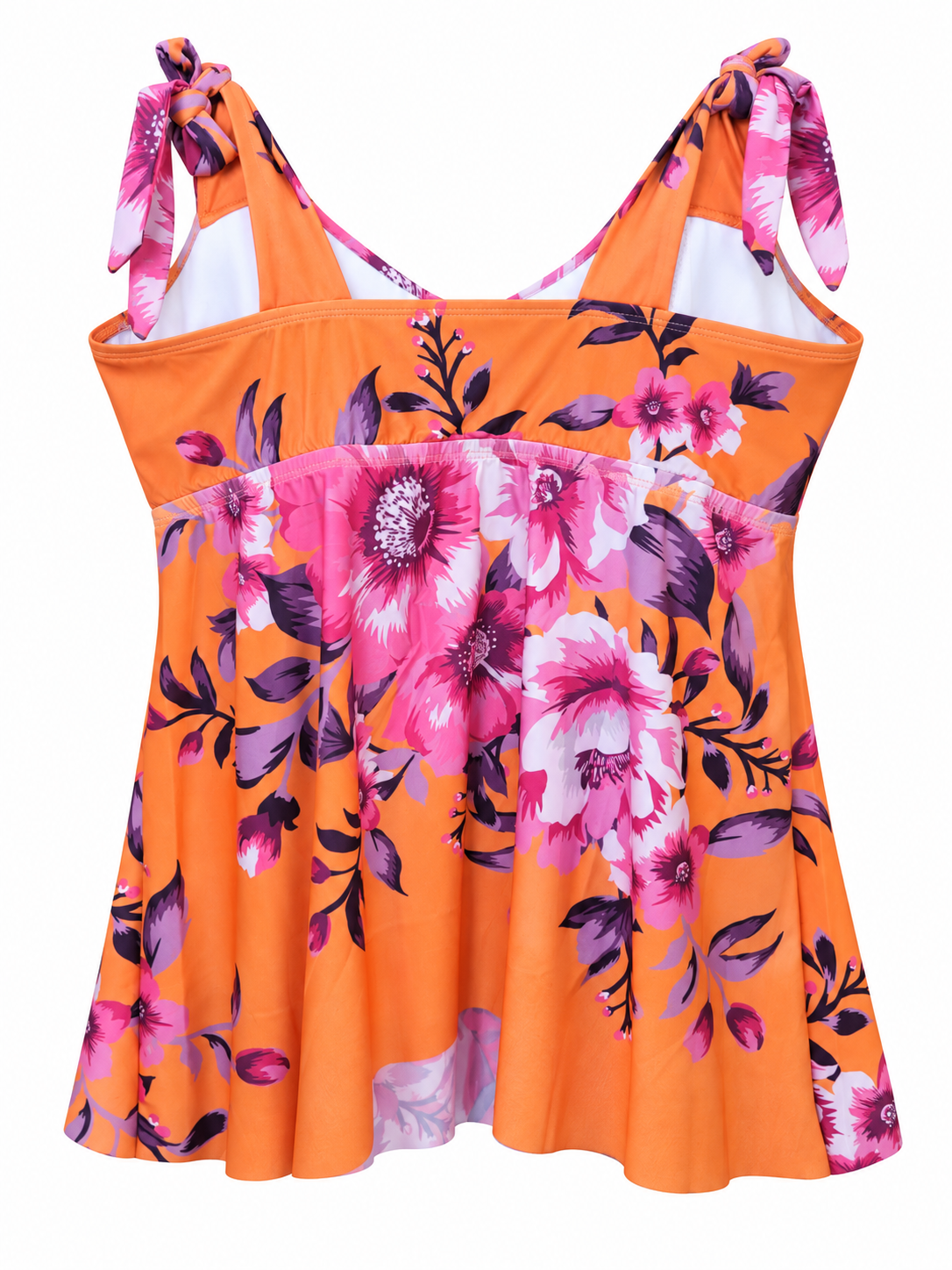 Becca ETC In Full Bloom Plus Size Women's Tie-Shoulder Tankini Top