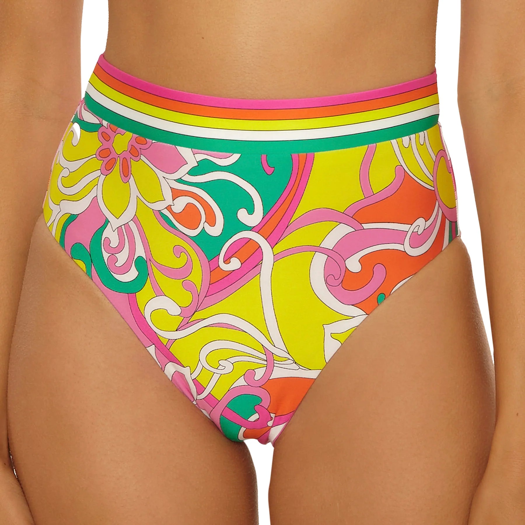 Trina Turk Swim Elara Print Reversible Banded High-Waist Bikini Bottom