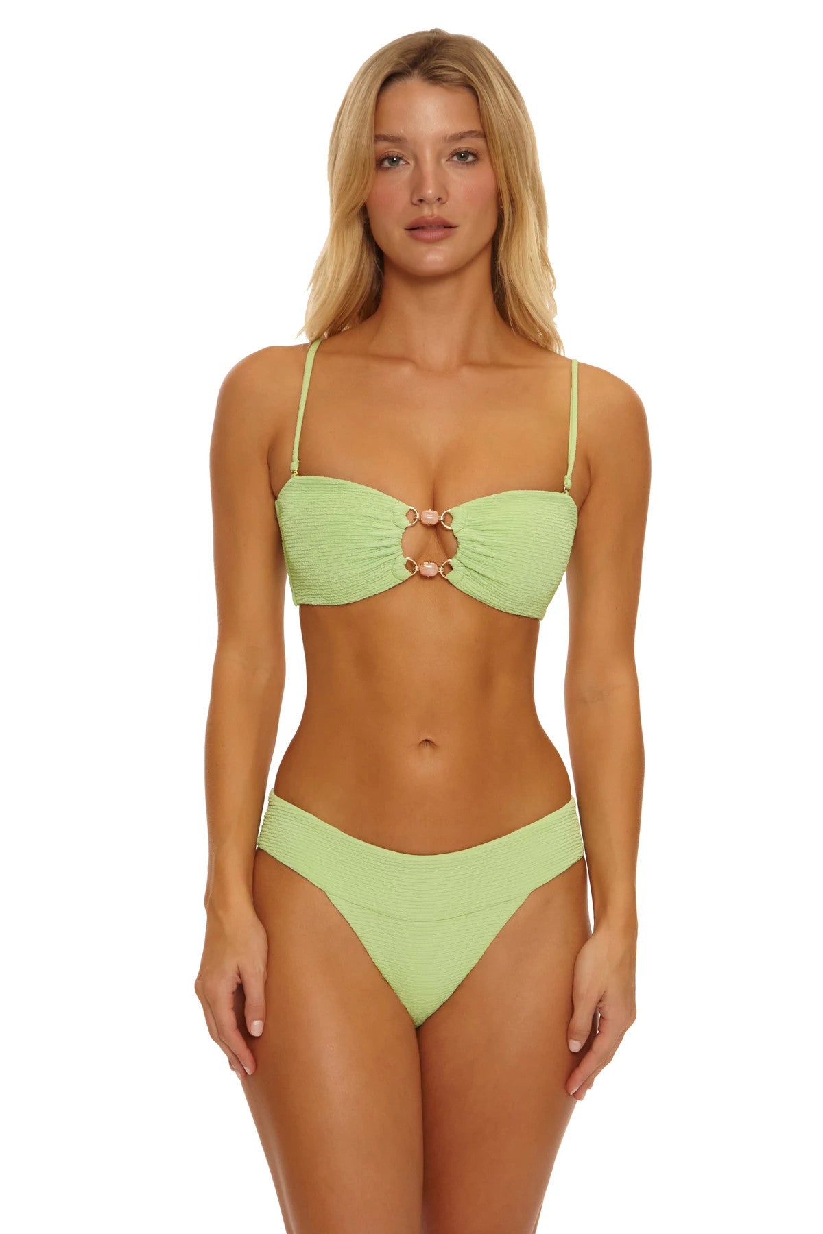 Isabella Rose Women's Trimmed Textured Bandeau Bikini Top
