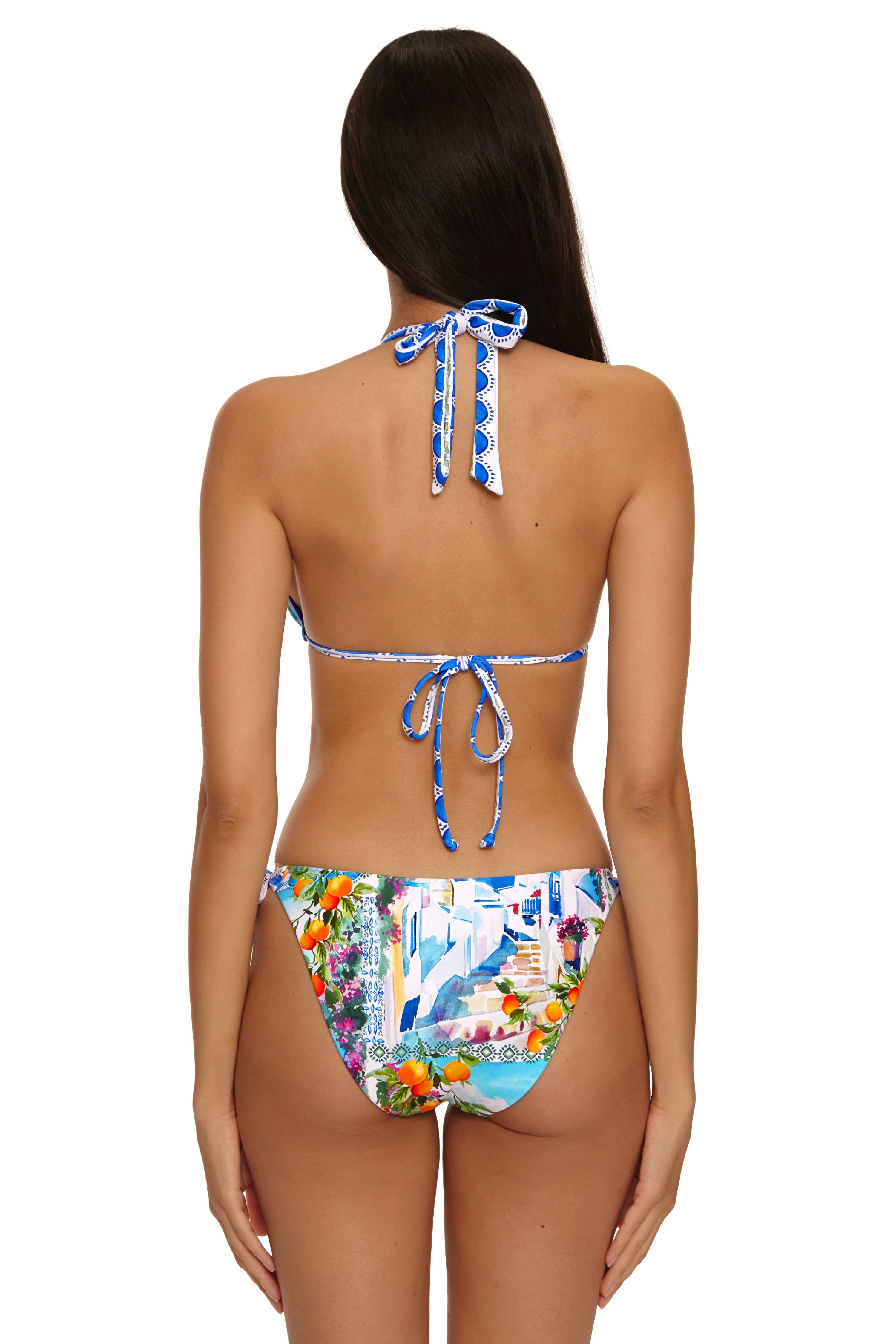 Becca Swim Mykonos Print Reversible Tie-Side Bikini Bottom