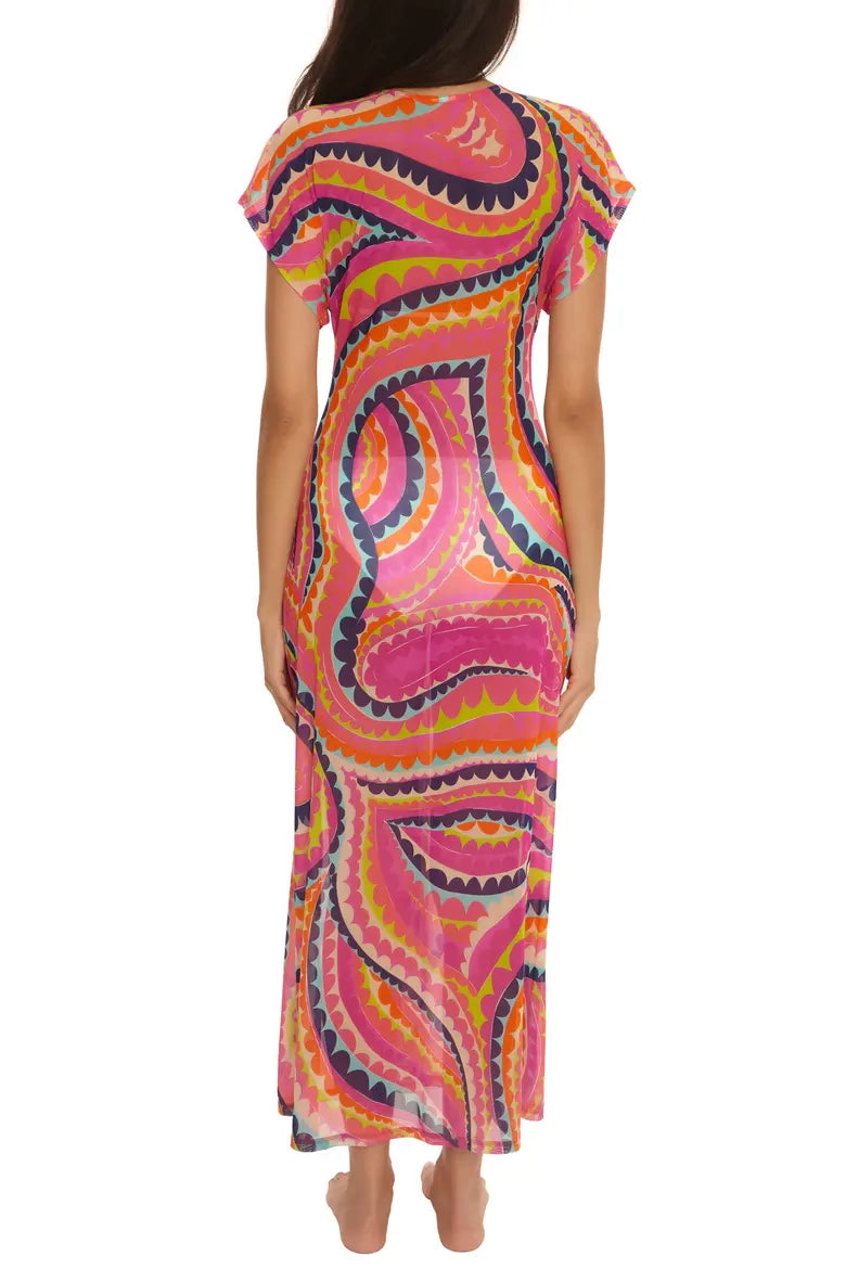 Trina Turk Swim Aphrodite Print Mesh Maxi Cover-Up Dress