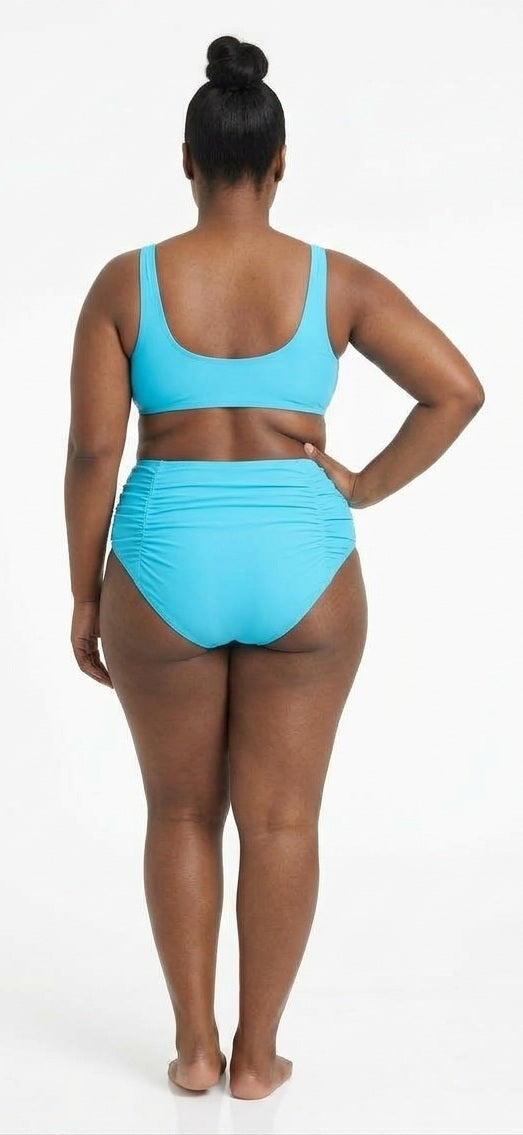Becca ETC Plus Size Womans Solid Color Code Ruched Hipster Bikini Bottom