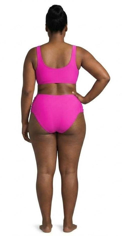 Becca ETC Plus Size Womans Solid Color Code Ruched Hipster Bikini Bottom