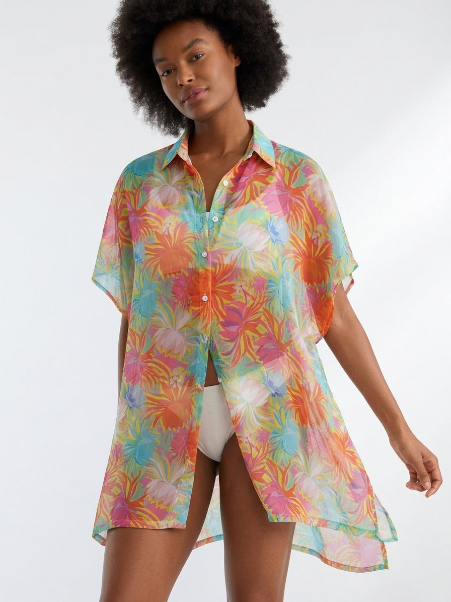 Sunsets Women's Lotus Print Shore Thing Tunic Cover-Up
