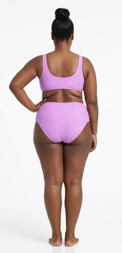Becca ETC Plus Size Womans Solid Color Code Ruched Hipster Bikini Bottom