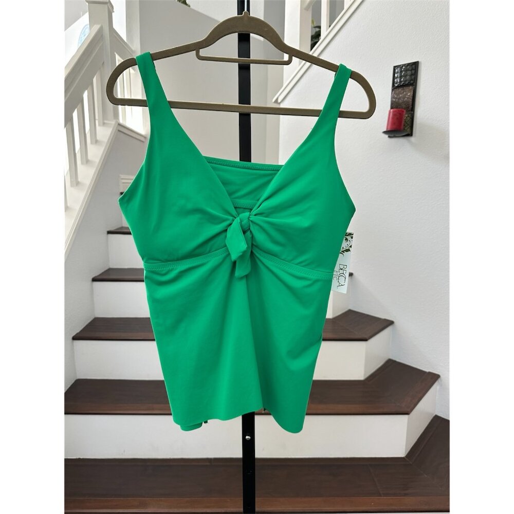Becca ETC Plus Size Women's Solid Color Code Halter Tankini Top