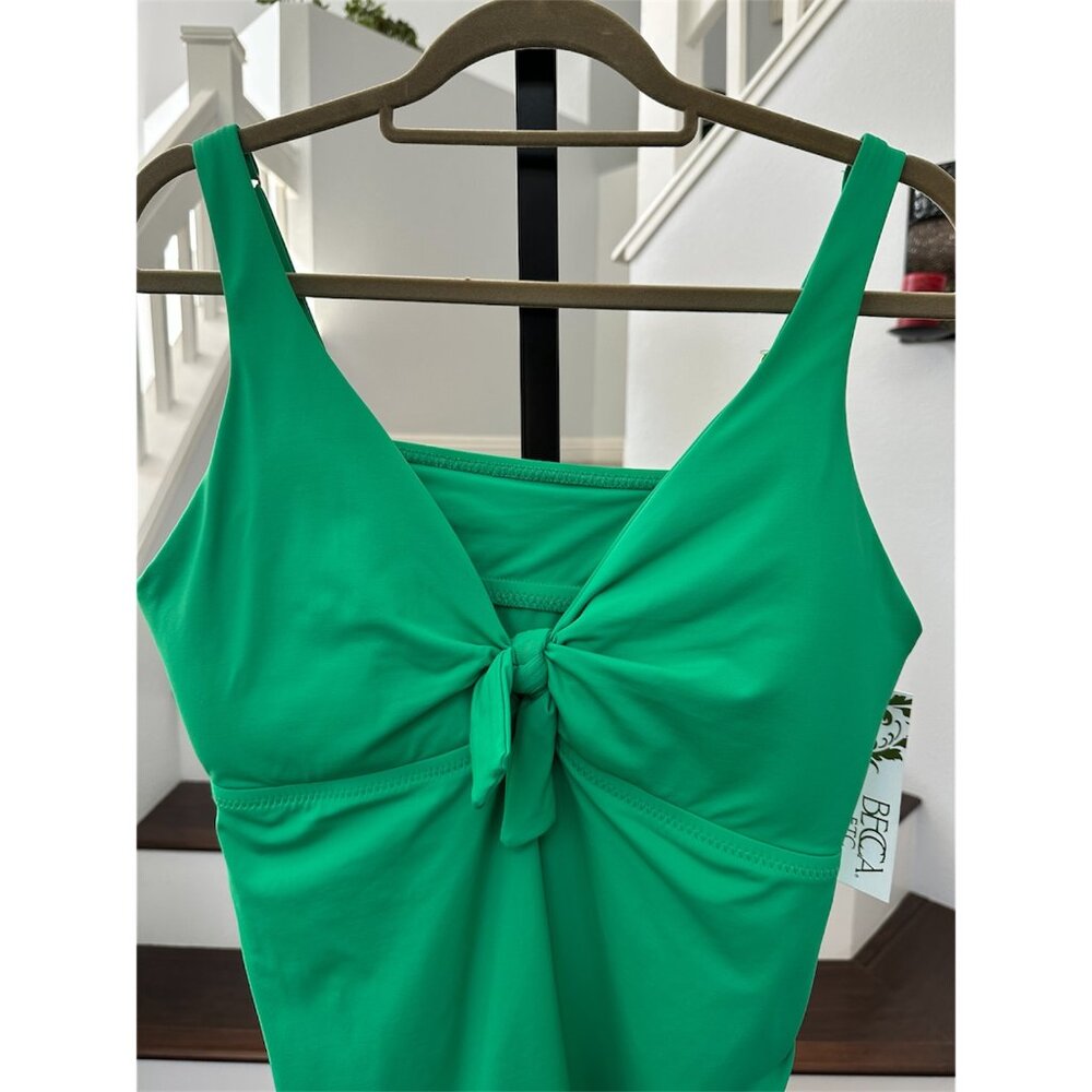 Becca ETC Plus Size Women's Solid Color Code Halter Tankini Top