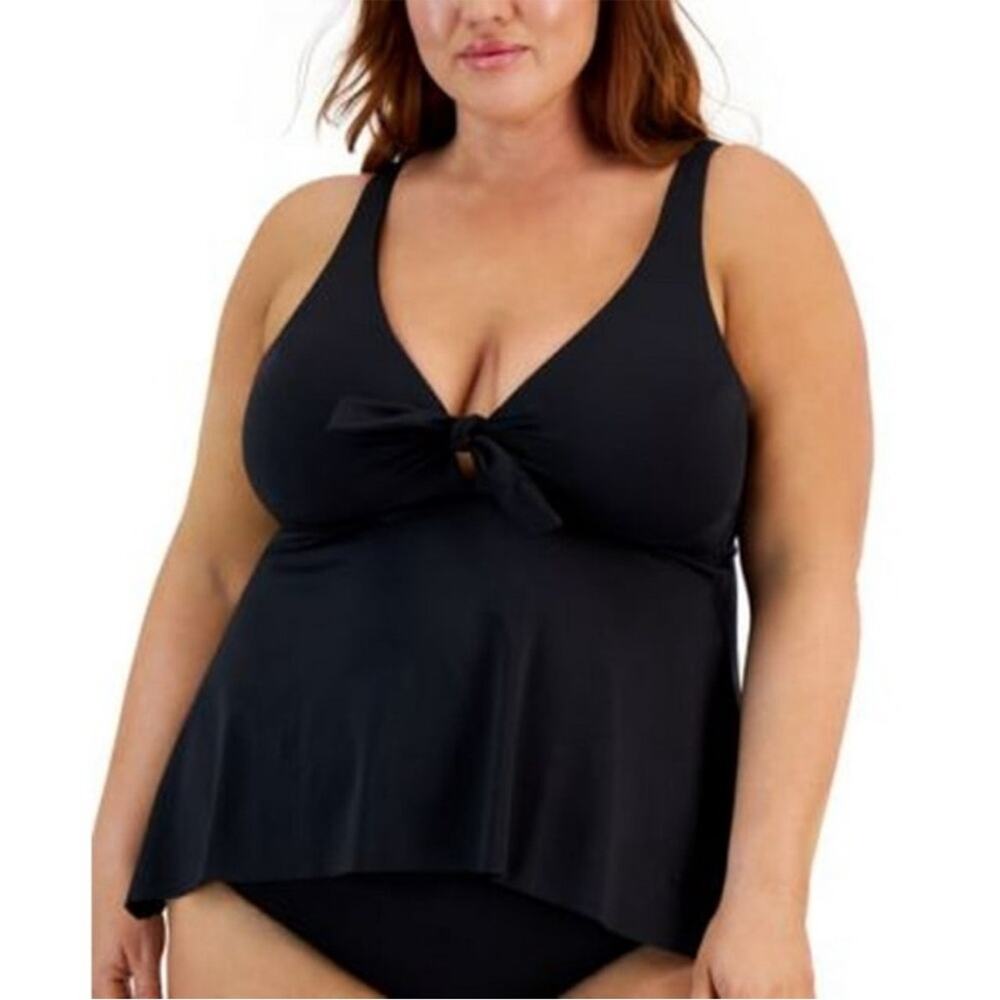 Becca ETC Plus Size Women's Solid Color Code Halter Tankini Top