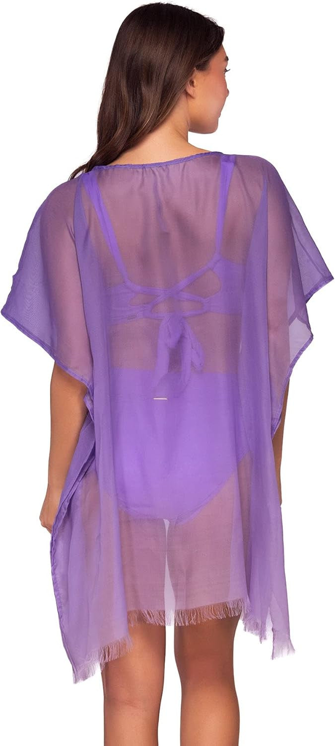 Sunsets Women's Passion Flower Solid Maldives Tunic Cover-Up